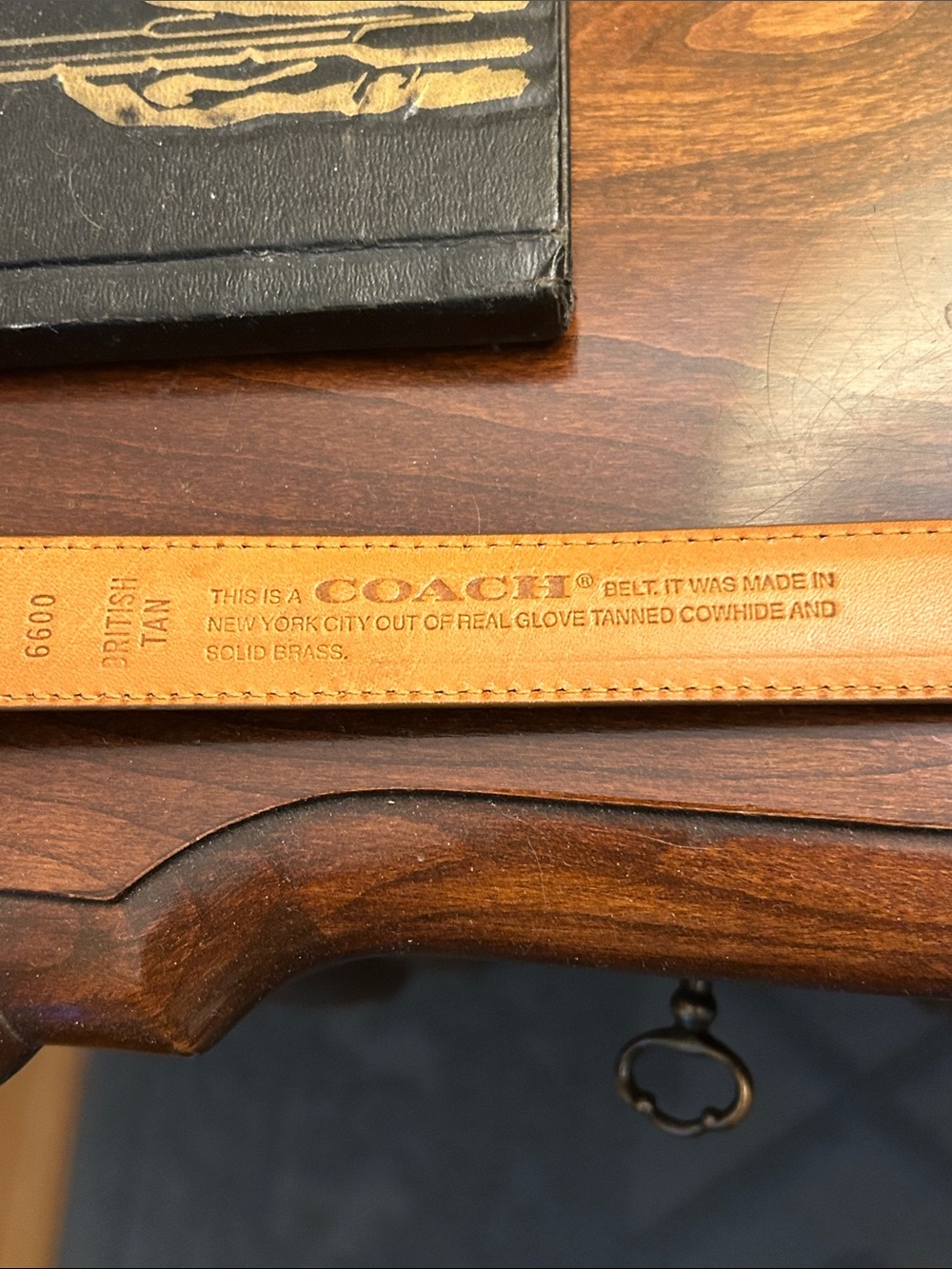 Vintage Unisex Coach British Tan Leather Belt with Brass Buckle - Picture 3 of 5